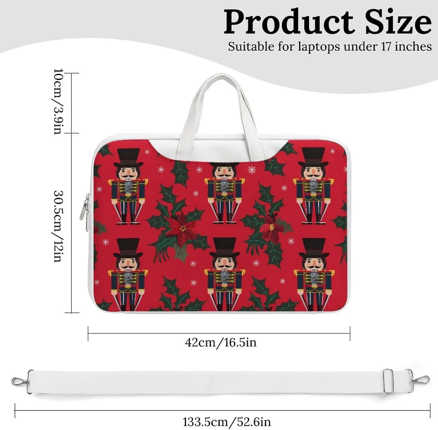 Christmas Nutcrackers Holiday Laptop Tote Bag Waterproof Computer Carrying Case Business Office Briefcase