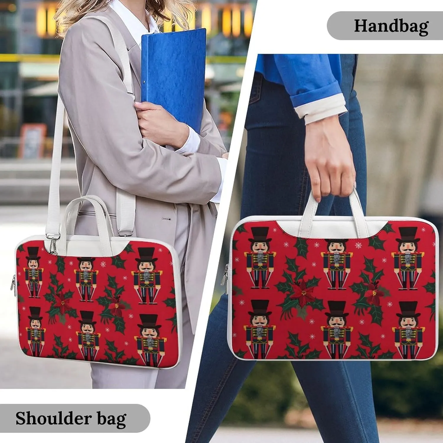 Christmas Nutcrackers Holiday Laptop Tote Bag Waterproof Computer Carrying Case Business Office Briefcase