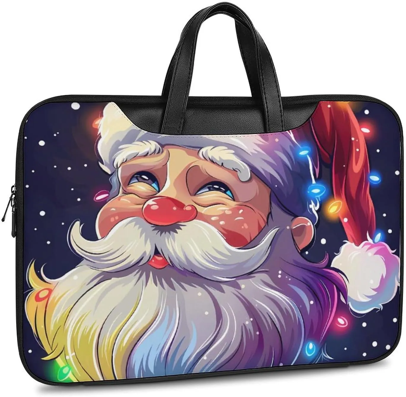 Christmas Sparkly Glitter Santa Laptop Tote Bag Waterproof Computer Carrying Case Business Office Briefcase
