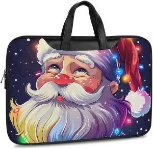 Christmas Sparkly Glitter Santa Laptop Tote Bag Waterproof Computer Carrying Case Business Office Briefcase
