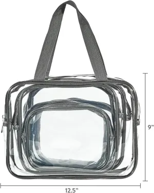 Clear Travel Bags for Toiletries 6-Piece Set, Transparent Makeup Bags, Clear Cosmetic Bags, Large Clear Zipper Bags, TSA Approved Clear Travel PVC Bag Set