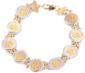 Coin Jewelry Hip Hop Gold Color US Dollar Hand Bracelet Money Jewelry