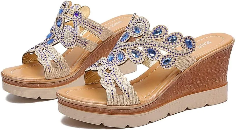 Comfortable Orthopedic Sandals Sandals Crystal Wedges Slippers Thick Bohemia Ladies Toe Shoes Women Women's Wedges