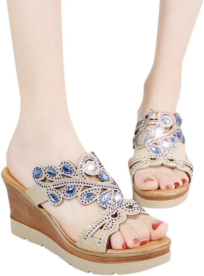 Comfortable Orthopedic Sandals Sandals Crystal Wedges Slippers Thick Bohemia Ladies Toe Shoes Women Women's Wedges