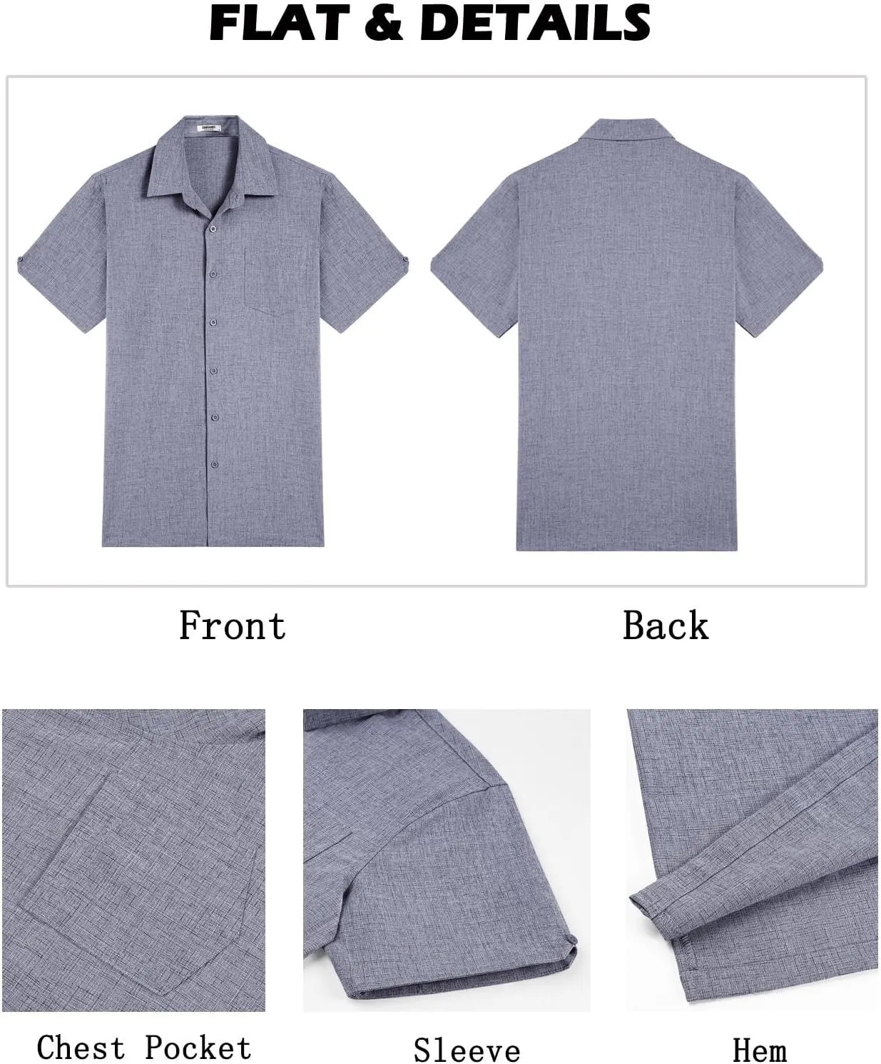 COOFANDY Men's Button Down Shirts Short Sleeve Casual Shirts Summer Beach Linen Shirts with Pocket