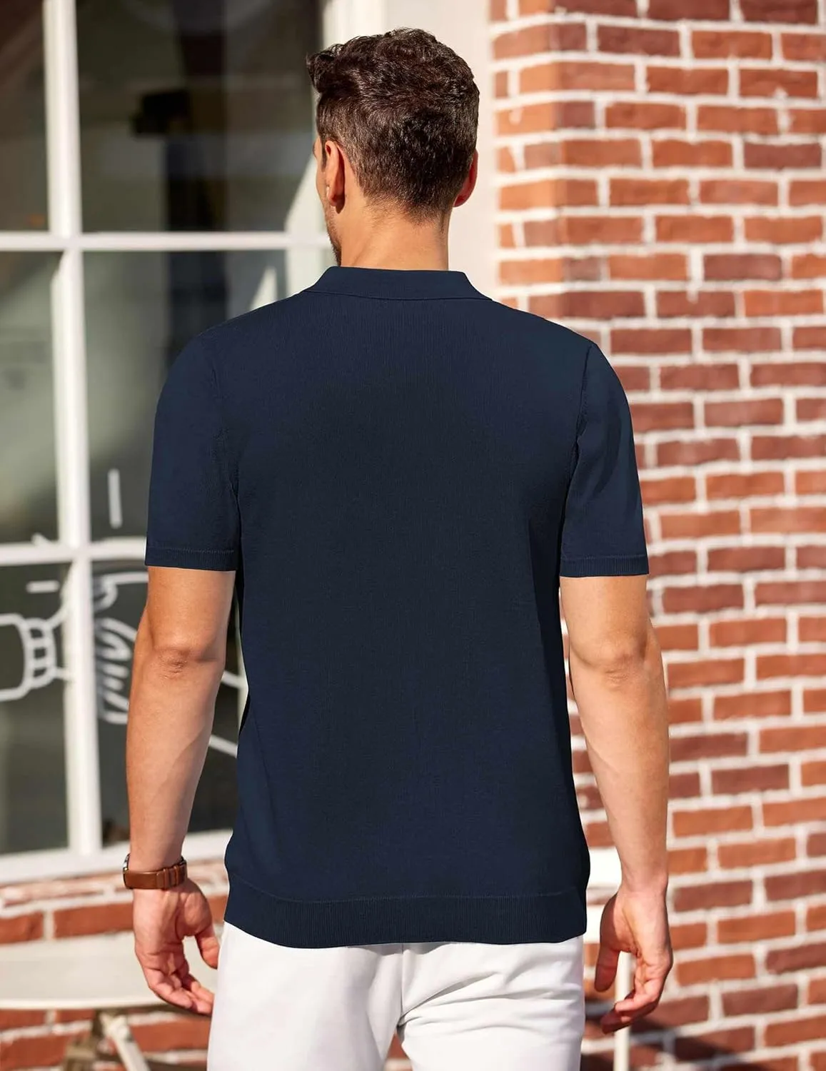 COOFANDY Men's Knit Polo Shirts Short Sleeve Casual Button Down Shirts Vintage Collared Golf Shirts