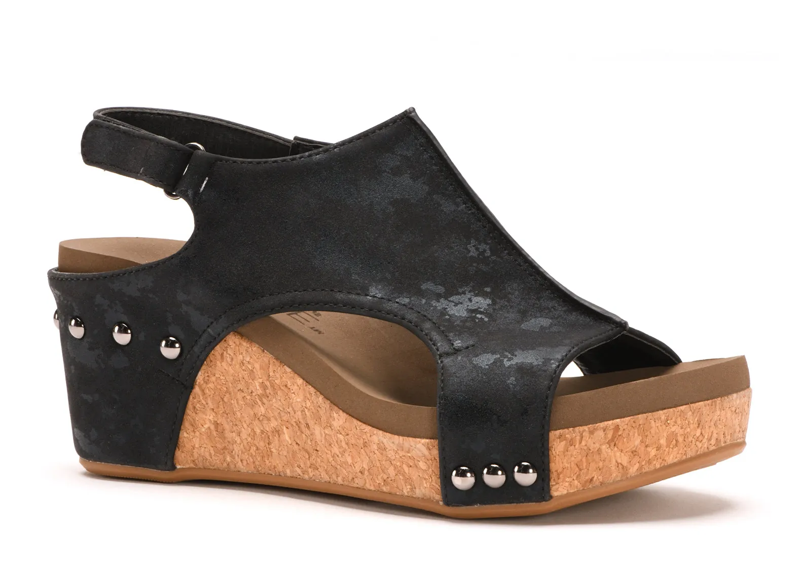 Corkys Boutique Womens Carley Faux Leather Wedge Heel Sandals