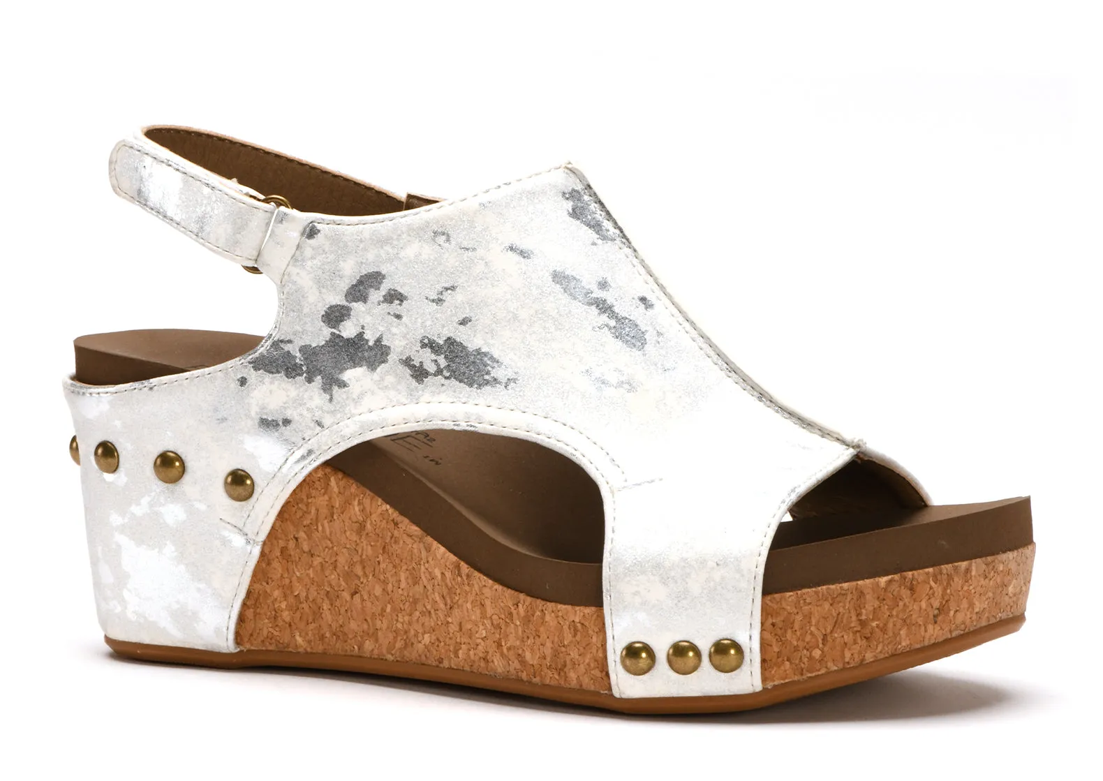 Corkys Boutique Womens Carley Faux Leather Wedge Heel Sandals