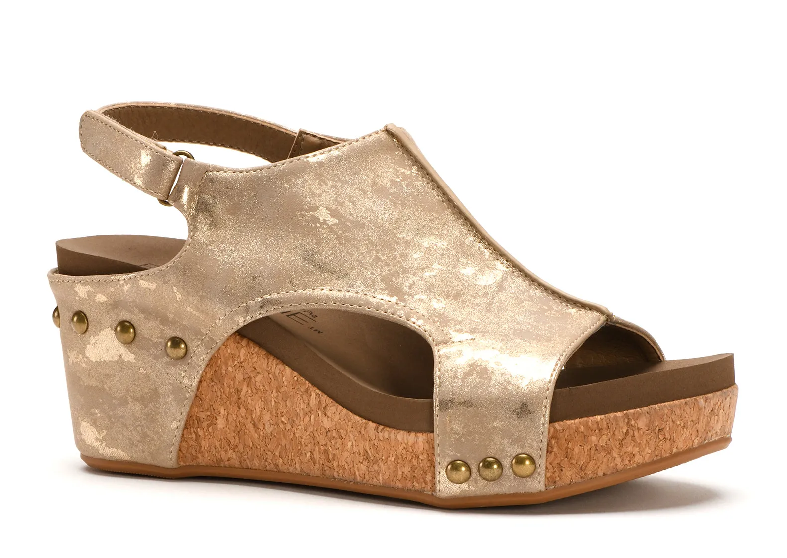 Corkys Boutique Womens Carley Faux Leather Wedge Heel Sandals