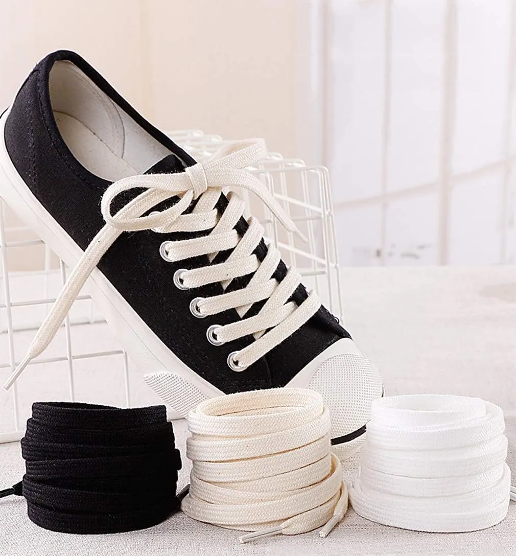 Cotton Flat Shoe Laces for Sneakers Boots Sports Athletic Canvas Shoes Thick Strings