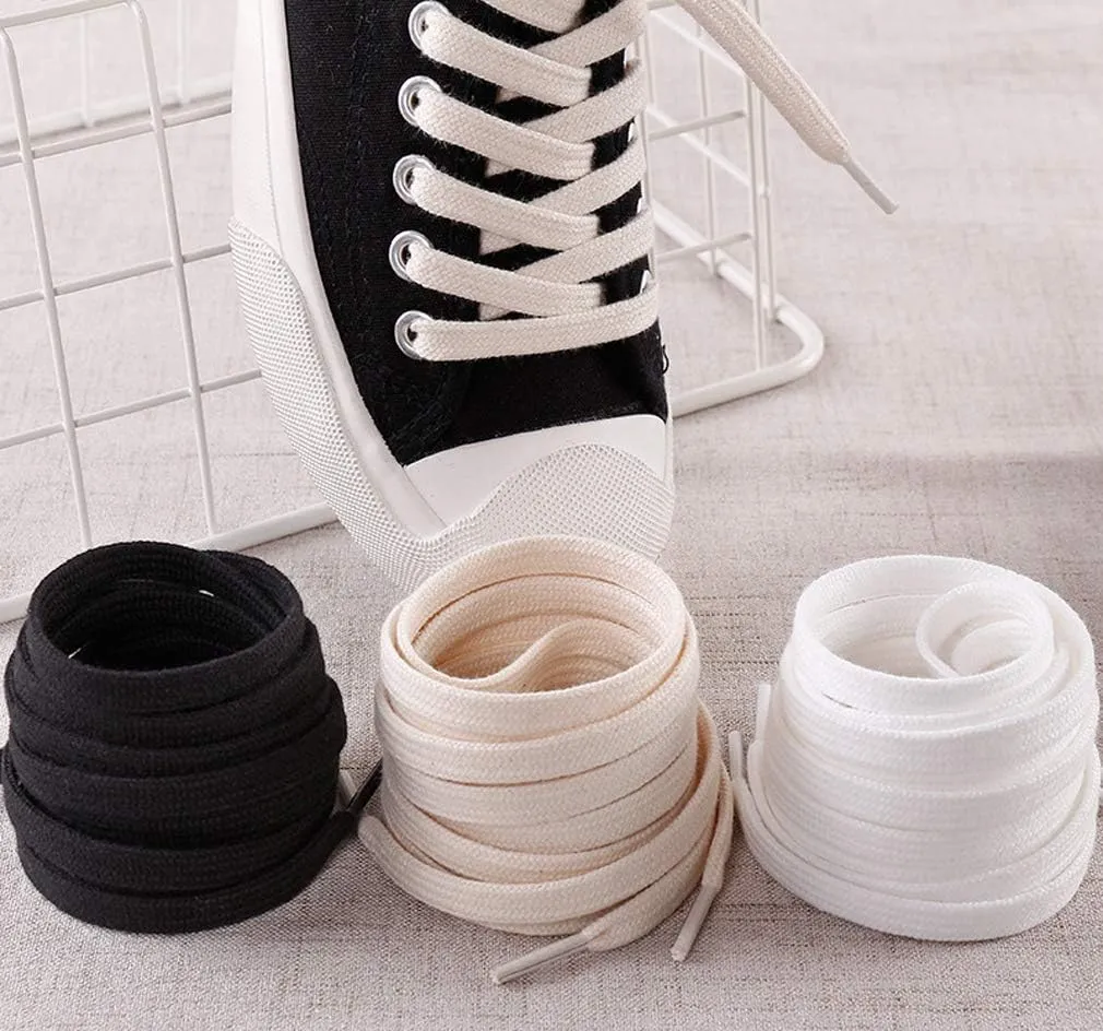 Cotton Flat Shoe Laces for Sneakers Boots Sports Athletic Canvas Shoes Thick Strings