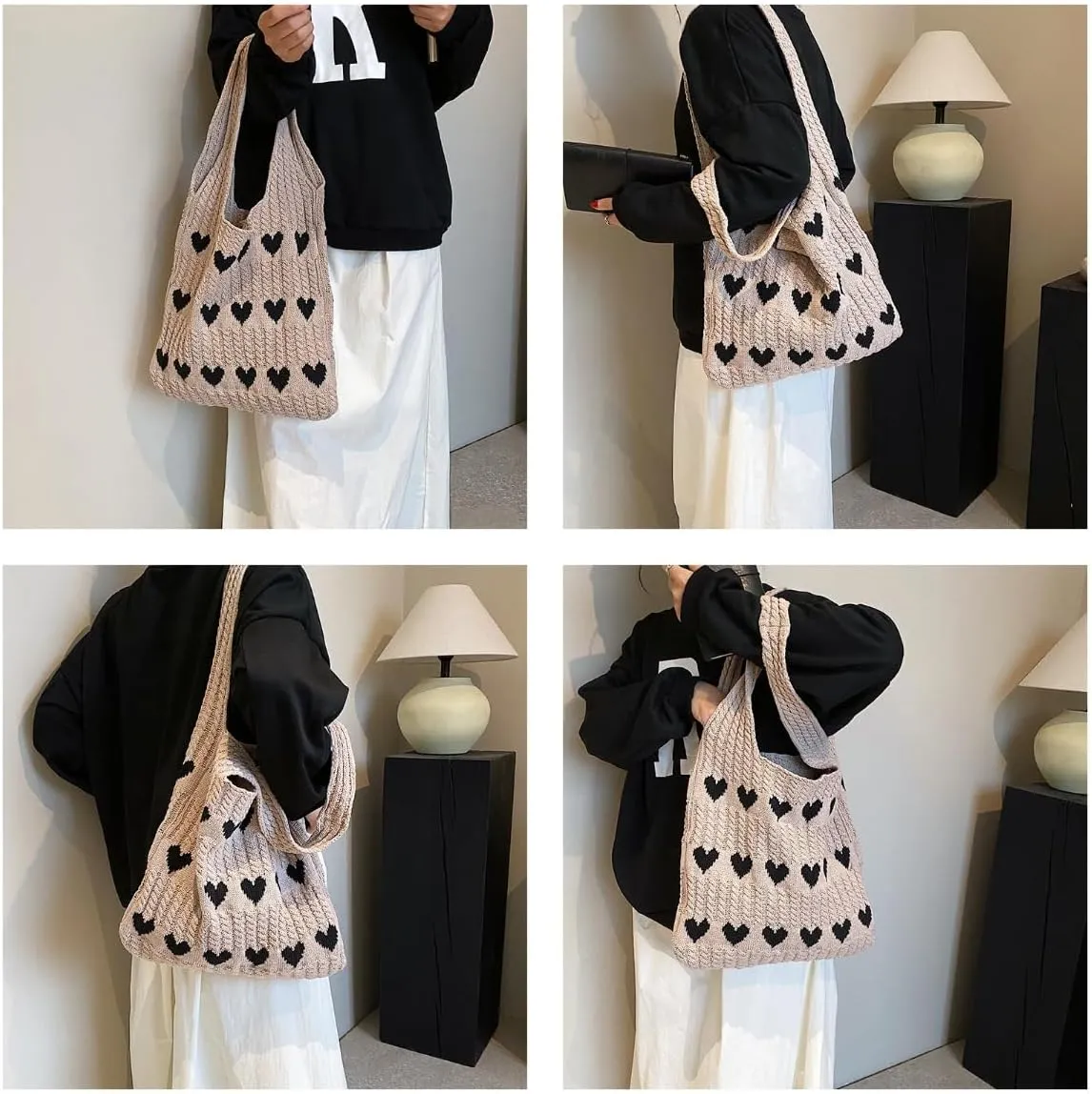 Crochet Totes Beach Hobo Bag Aesthetic Knitted Shoulder Bags Crochet Beach Cute Crossbody Bags