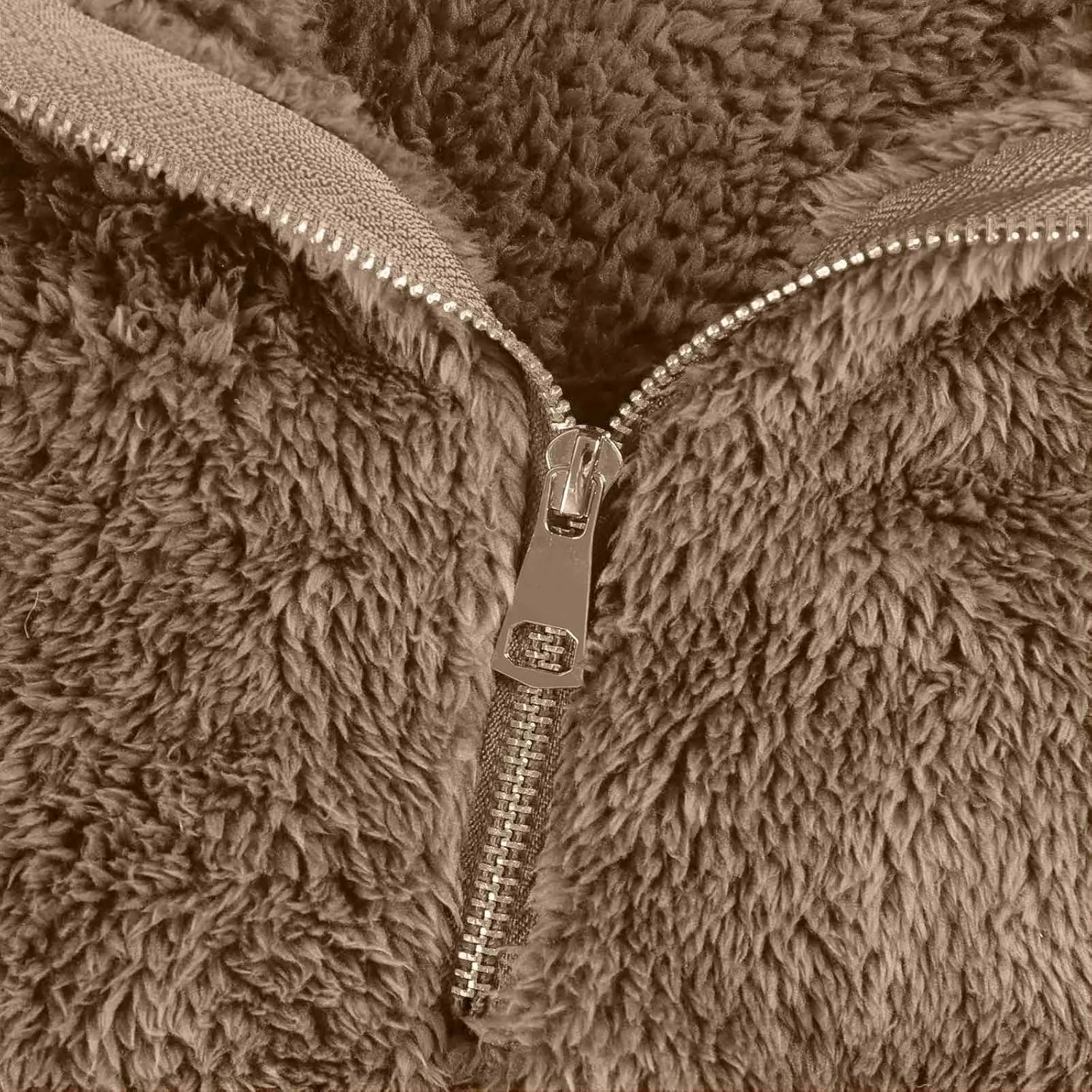 Cropped Half Zip Pullover Women Comfy Warm Sherpa Fleece Sweatshirt No Hood Quarter Zip Sweater with Pockets
