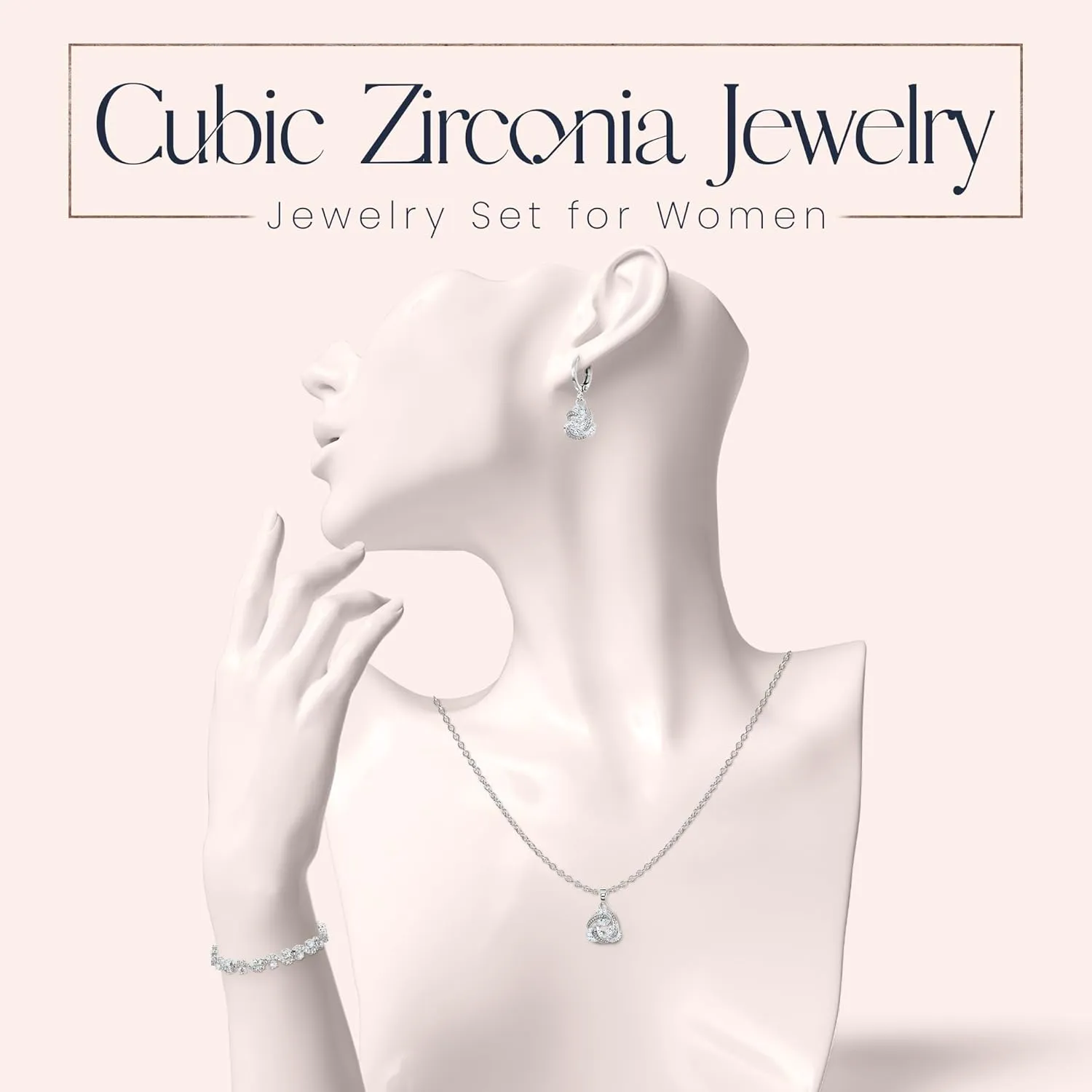 Crystalline Azuria Jewelry Sets For Women Premium Wedding Bridal Jewelry Set With Necklace And Earring For Bride Cubic Zirconia Bridesmaid Jewelry