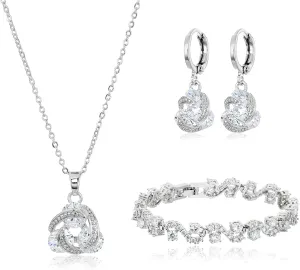 Crystalline Azuria Jewelry Sets For Women Premium Wedding Bridal Jewelry Set With Necklace And Earring For Bride Cubic Zirconia Bridesmaid Jewelry