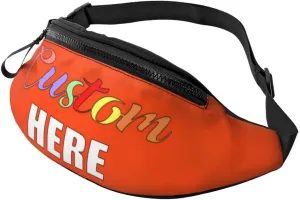 Custom Fanny Pack Personalized Waist Bags Add Your Name Logo Photo, Customized Adjustable Belt Bag Crossbody Bags for Travel Hiking Sports Running, OrangeRed