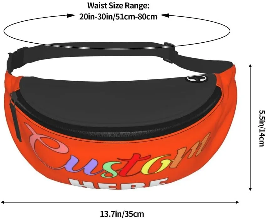 Custom Fanny Pack Personalized Waist Bags Add Your Name Logo Photo, Customized Adjustable Belt Bag Crossbody Bags for Travel Hiking Sports Running, OrangeRed