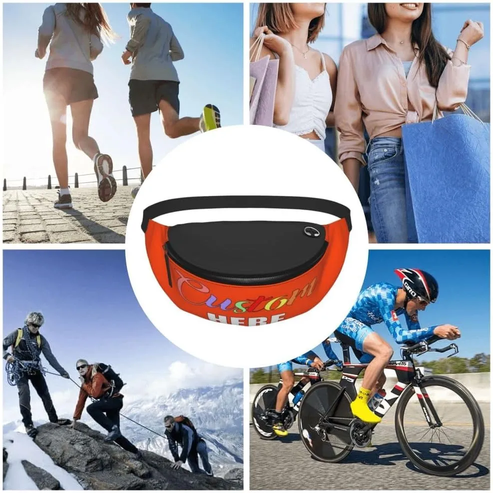 Custom Fanny Pack Personalized Waist Bags Add Your Name Logo Photo, Customized Adjustable Belt Bag Crossbody Bags for Travel Hiking Sports Running, OrangeRed