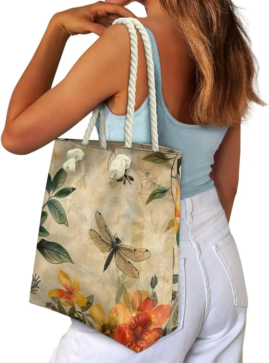 Custom Tote Bag for Women Zipper Cloth Cotton Bags for Travel Casual Satchel Totes