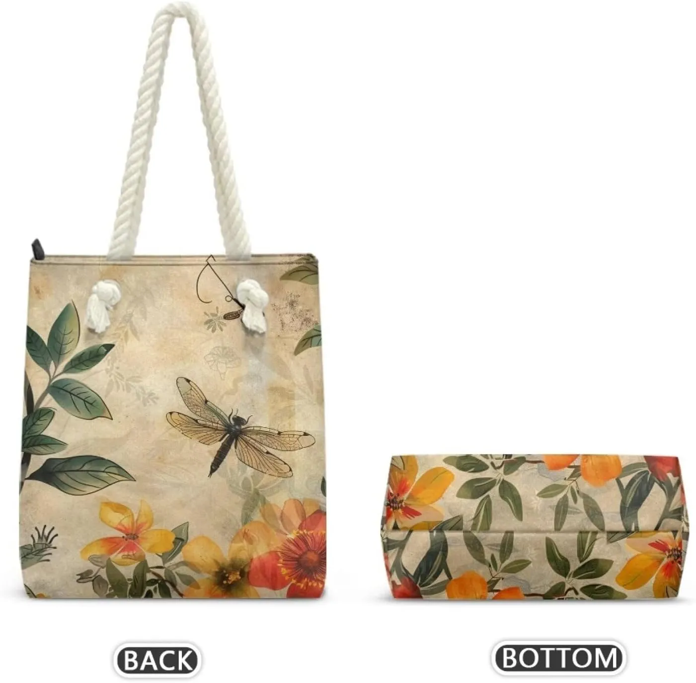 Custom Tote Bag for Women Zipper Cloth Cotton Bags for Travel Casual Satchel Totes