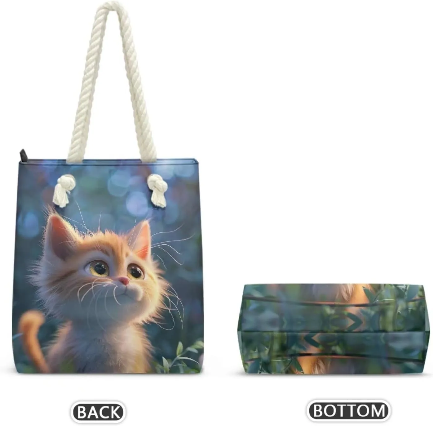 Custom Tote Bag for Women Zipper Cloth Cotton Bags for Travel Casual Satchel Totes
