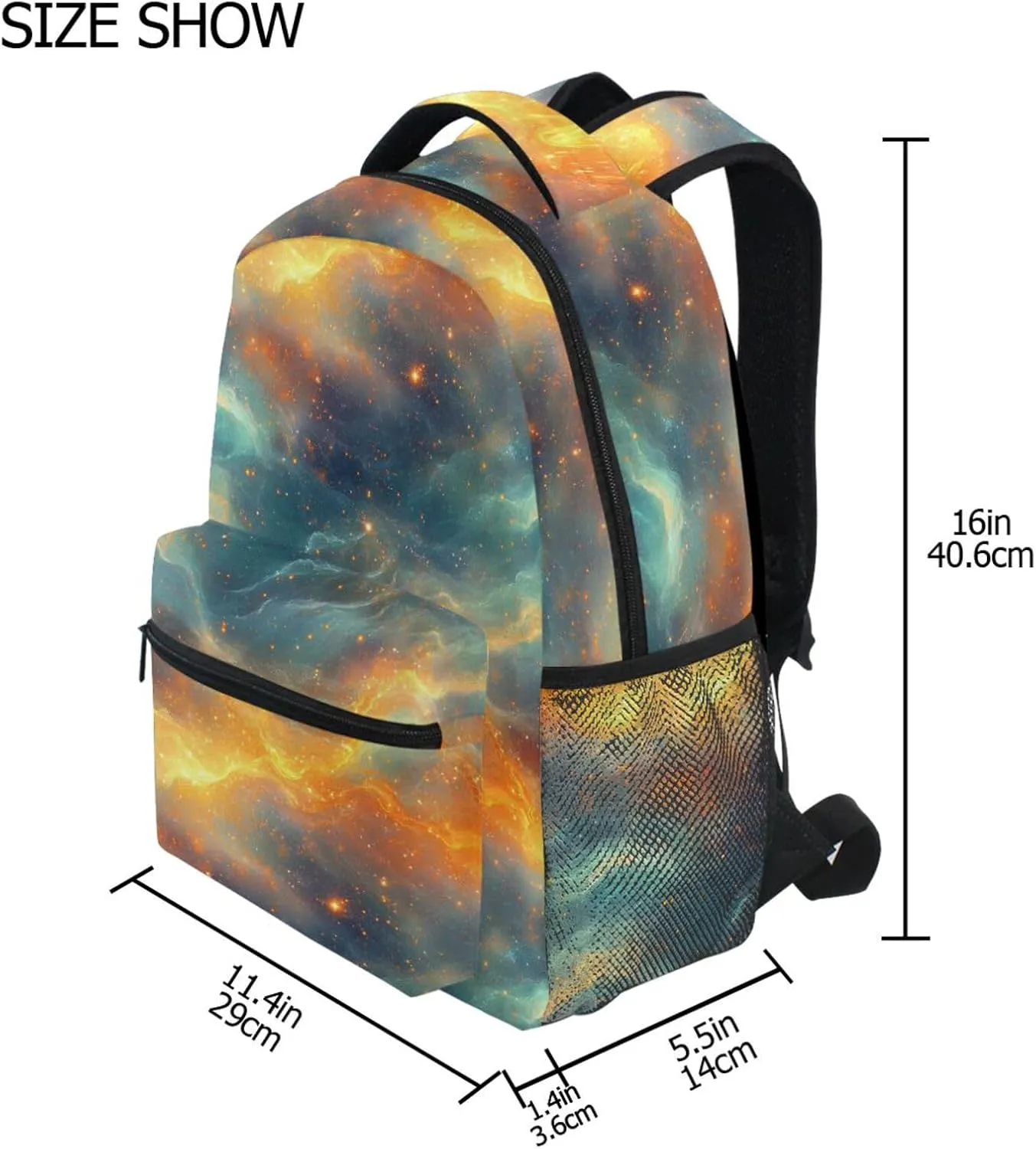 Cute Backpack for Women Men Fashion Sports Backpack with Chest Strap for Travel Trip Orange Teal Rainbow