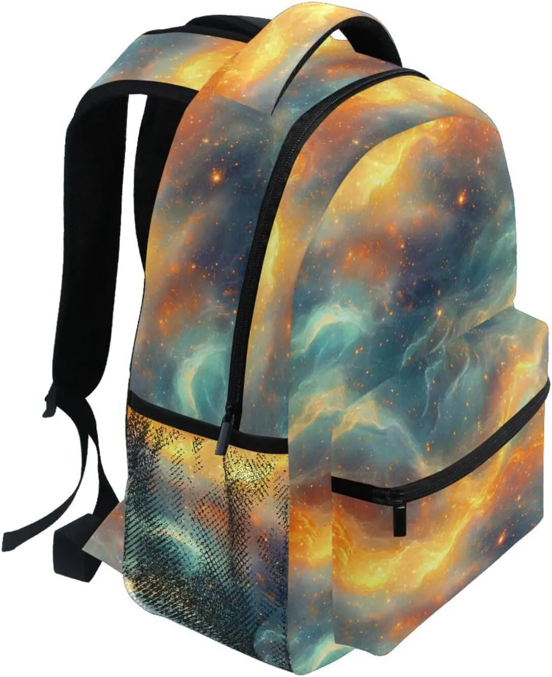 Cute Backpack for Women Men Fashion Sports Backpack with Chest Strap for Travel Trip Orange Teal Rainbow
