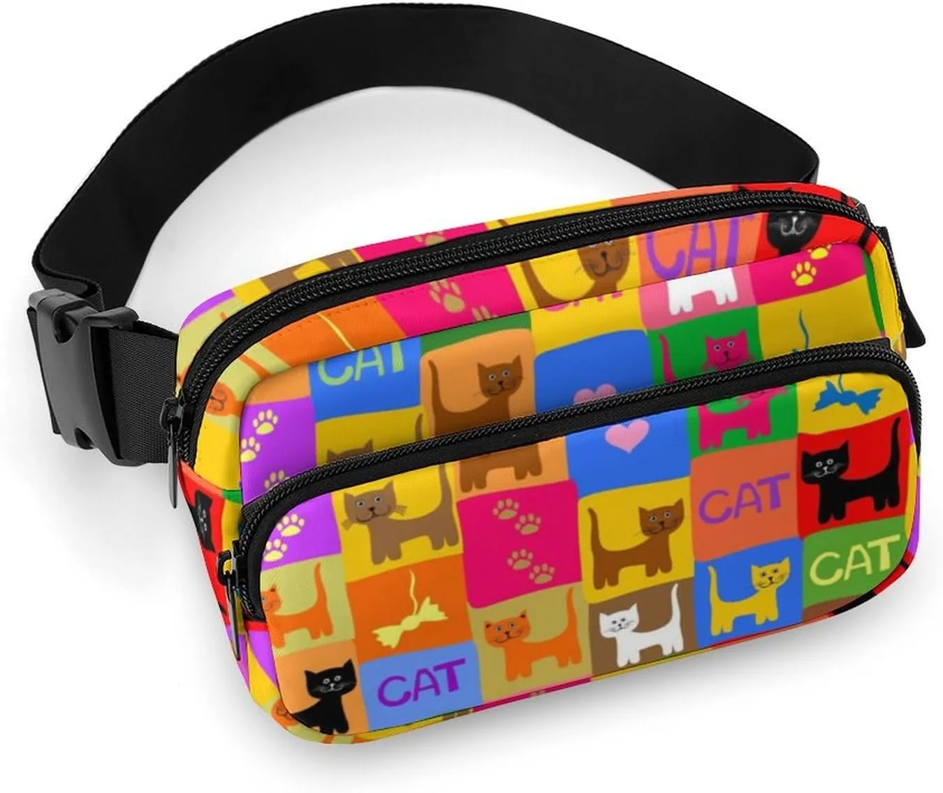 Cute Cartoon Cats Fanny Packs for Men Women Fashion Belt Bags Waist Pack Pouch Crossbody Bag with Adjustable Strap Sling Bag for Travel Hiking Shopping