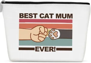 Cute Cat Mom Makeup Bag - Funny Cosmetic Bag for Women, Cat Lover Gifts for Moms, Bestie Friends, Mother's Birthday, Christmas, Halloween, Travel Toiletry Bag