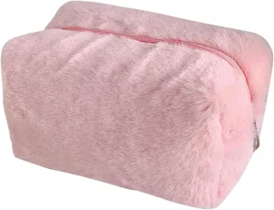 Cyrank Fluffy Cosmetic Bag Plush Makeup Bag Cute Makeup Tool Storage Bag Makeup Pouch Portable Cosmetics Case for Girls Women(Pink)