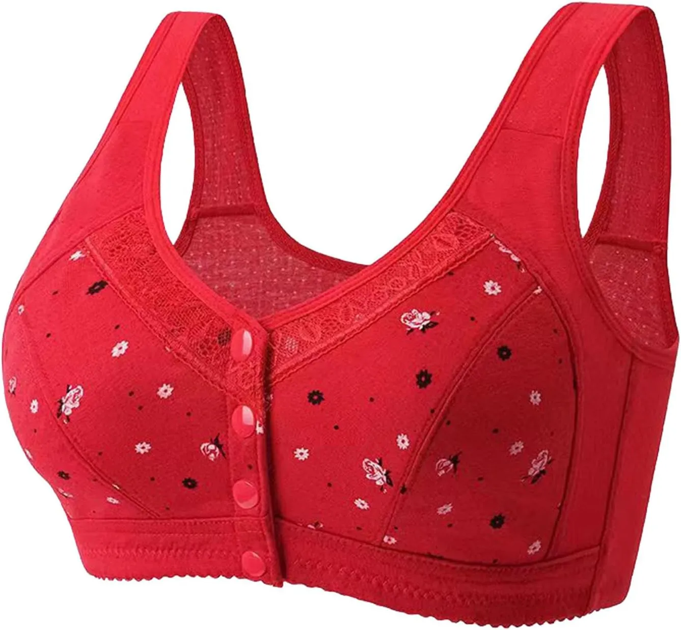 Daisy Bras for Older Women 3 Pack Push up No Underwire Wireless Full Coverage Lace Bra Front Closure Everyday Bras