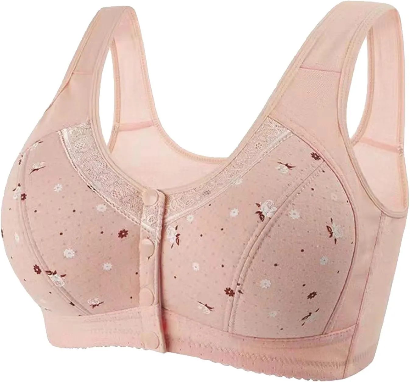 Daisy Bras for Older Women 3 Pack Push up No Underwire Wireless Full Coverage Lace Bra Front Closure Everyday Bras