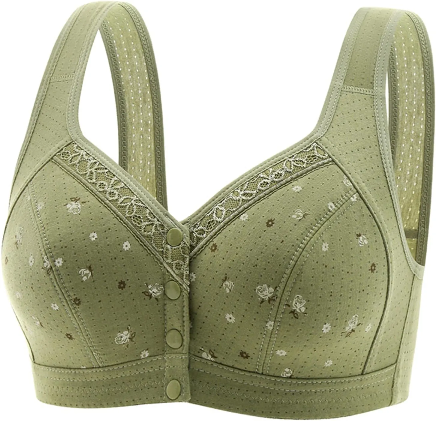 Daisy Bras for Older Women 3 Pack Push up No Underwire Wireless Full Coverage Lace Bra Front Closure Everyday Bras