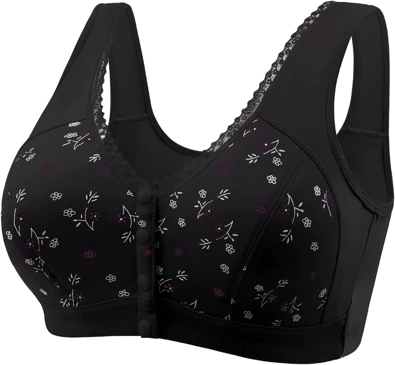 Daisy Bras for Older Women Front Closure, Seamless Wireless Bra for Senior No Underwire 2025 Breathable Bras with Snap