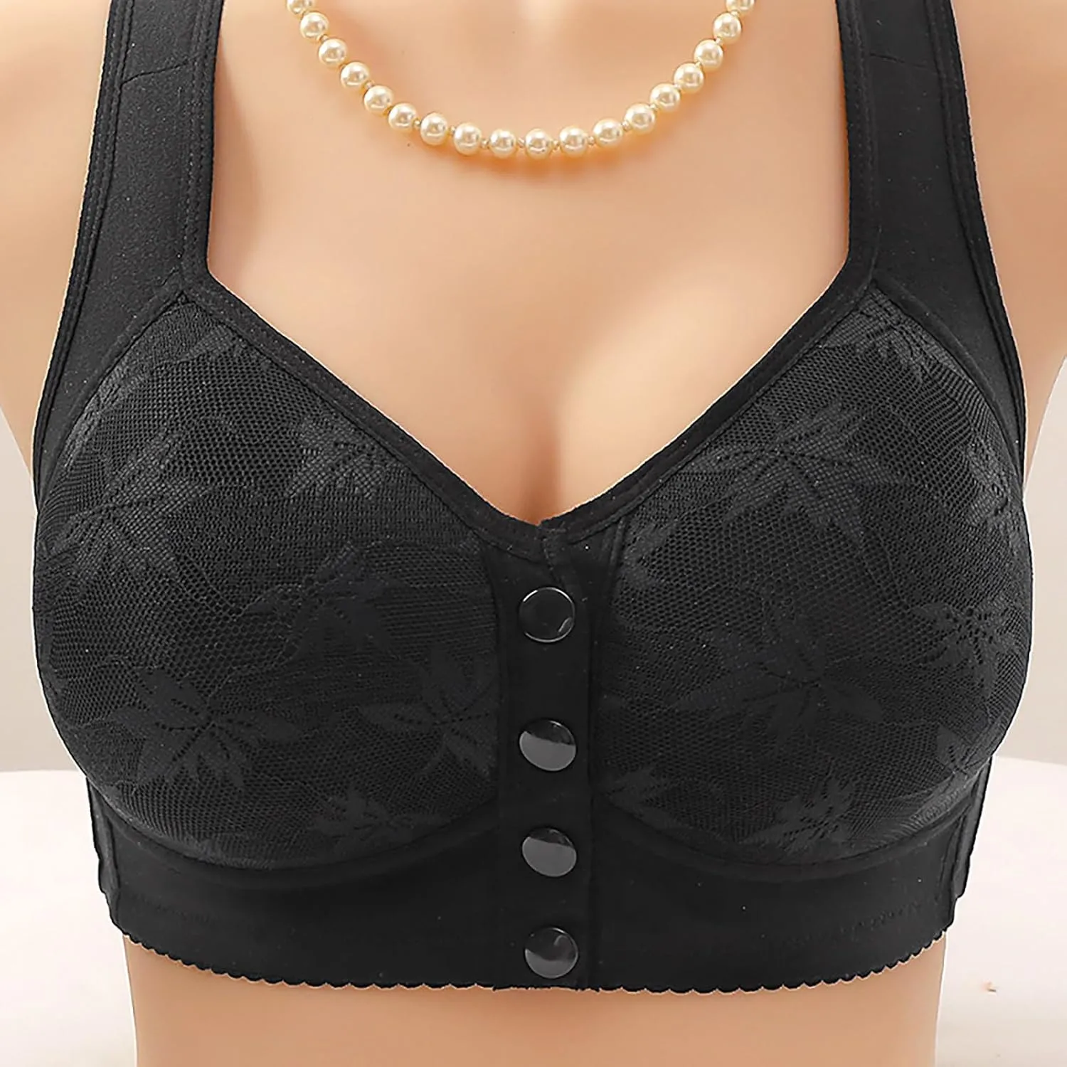Daisy Bras for Older Women Front Snap No Underwire Comfort Senior Women Everyday Bras Wireless Plus Size Push up Bra