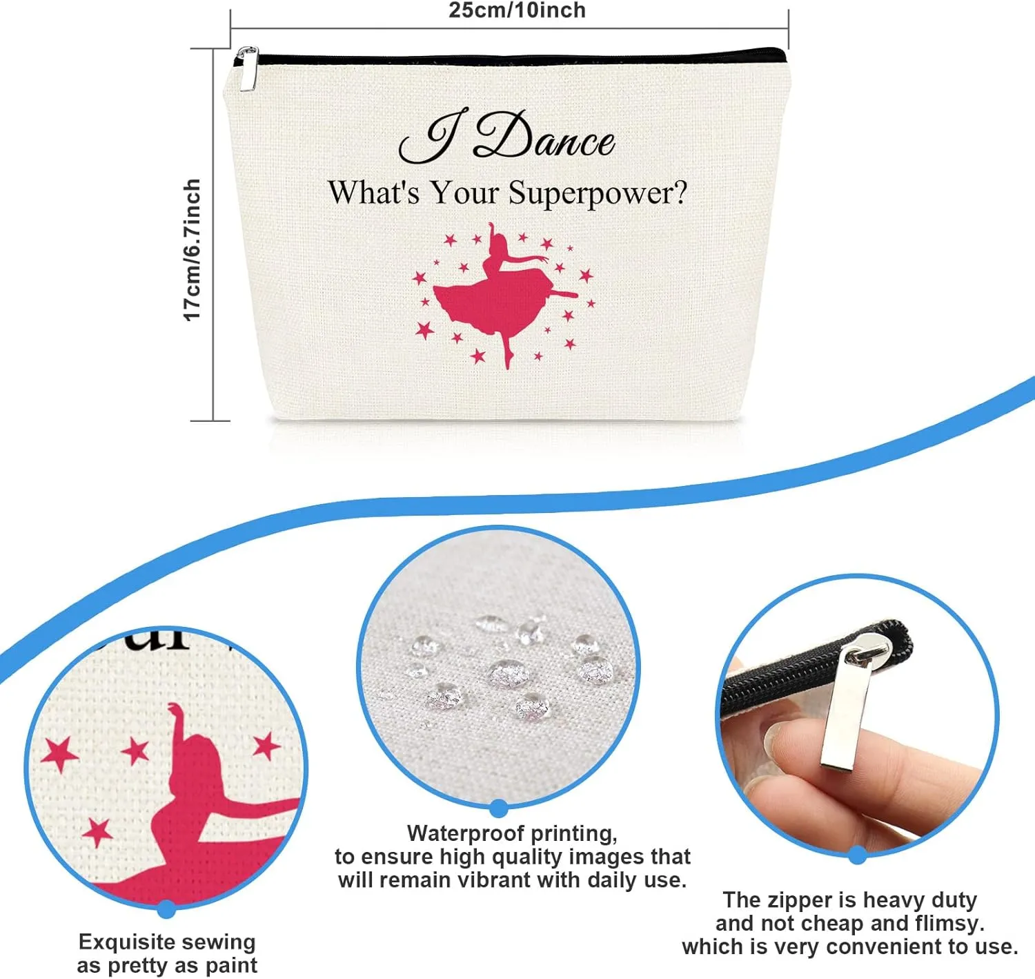 Dance Lover Makeup Bag Dancer Gifts Dance Teacher Appreciation Gifts Dance Teams Gifts Cosmetic Bag for Women Dance Recital Gift for Girls Birthday Christmas Gift for Dancer Daughter Friend Dance Mom