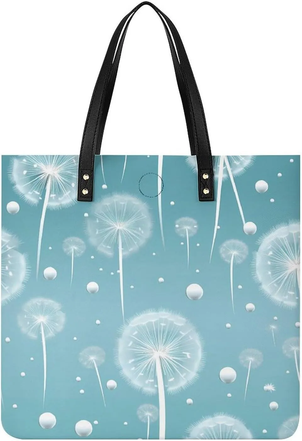 Dandelion Floral Tote Bags PU Leather Top Handle Satchel Handbags Shoulder Bags Travel Purse for Women Men
