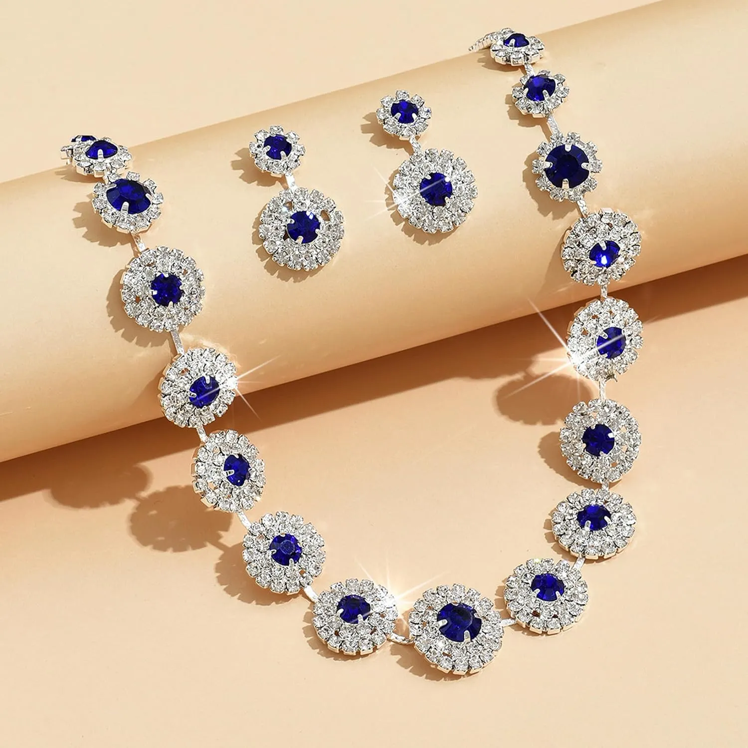 Dcfywl731 Silver Prom Jewelry Set Rhinestone Bridal Wedding Jewelry Sets for Brides Bridesmaid Formal Costume Jewelry Accessories for Wedding Prom Dresses 2025