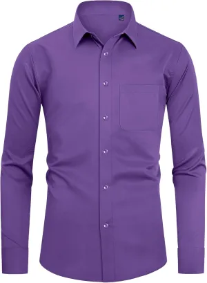 DEMEANOR Mens Dress Shirts Long Sleeve Dress Shirts for Men Slim Fit Button Down Shirts Big and Tall Button Up Shirts