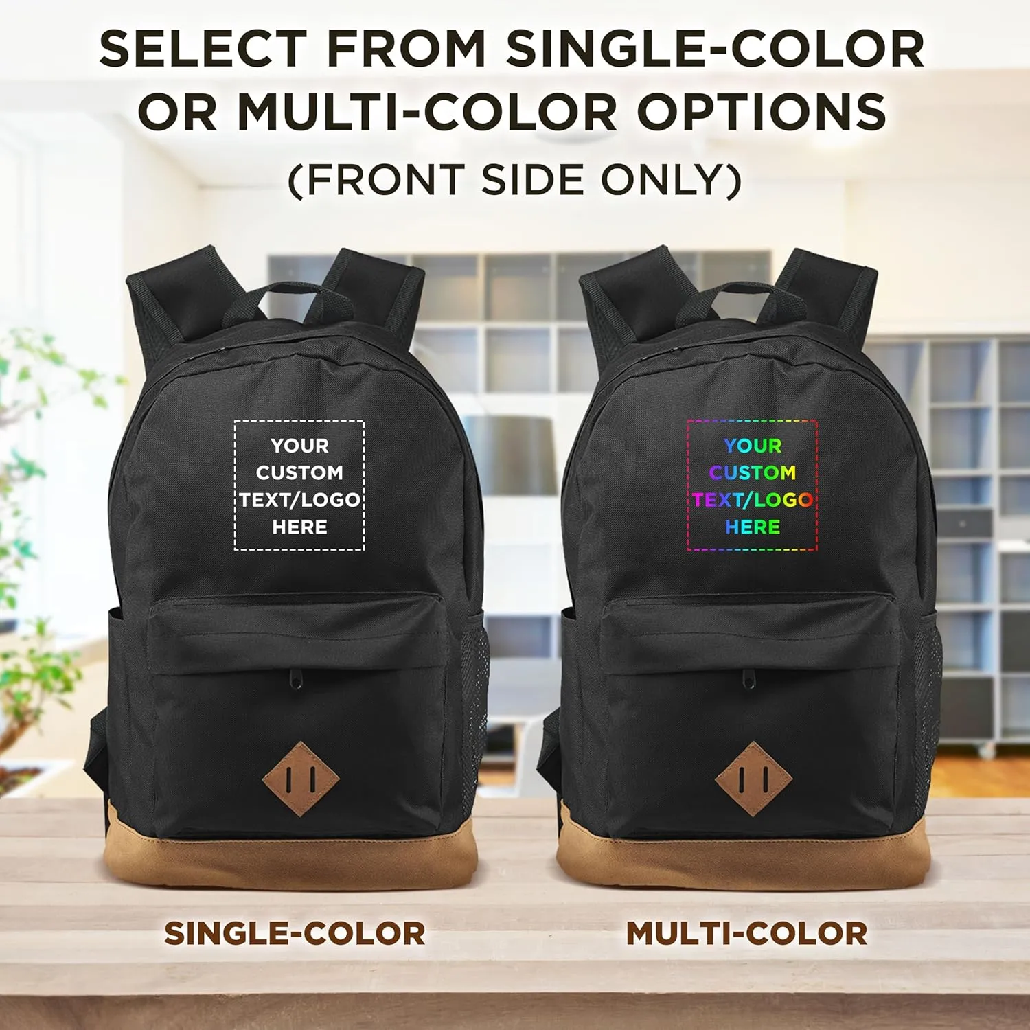 DISCOUNT PROMOS Custom Multipurpose Laptop Backpacks Set of 10, Personalized Bulk Pack - Lots of Features for Everyday Use, Perfect for Employess, Businessman - Black