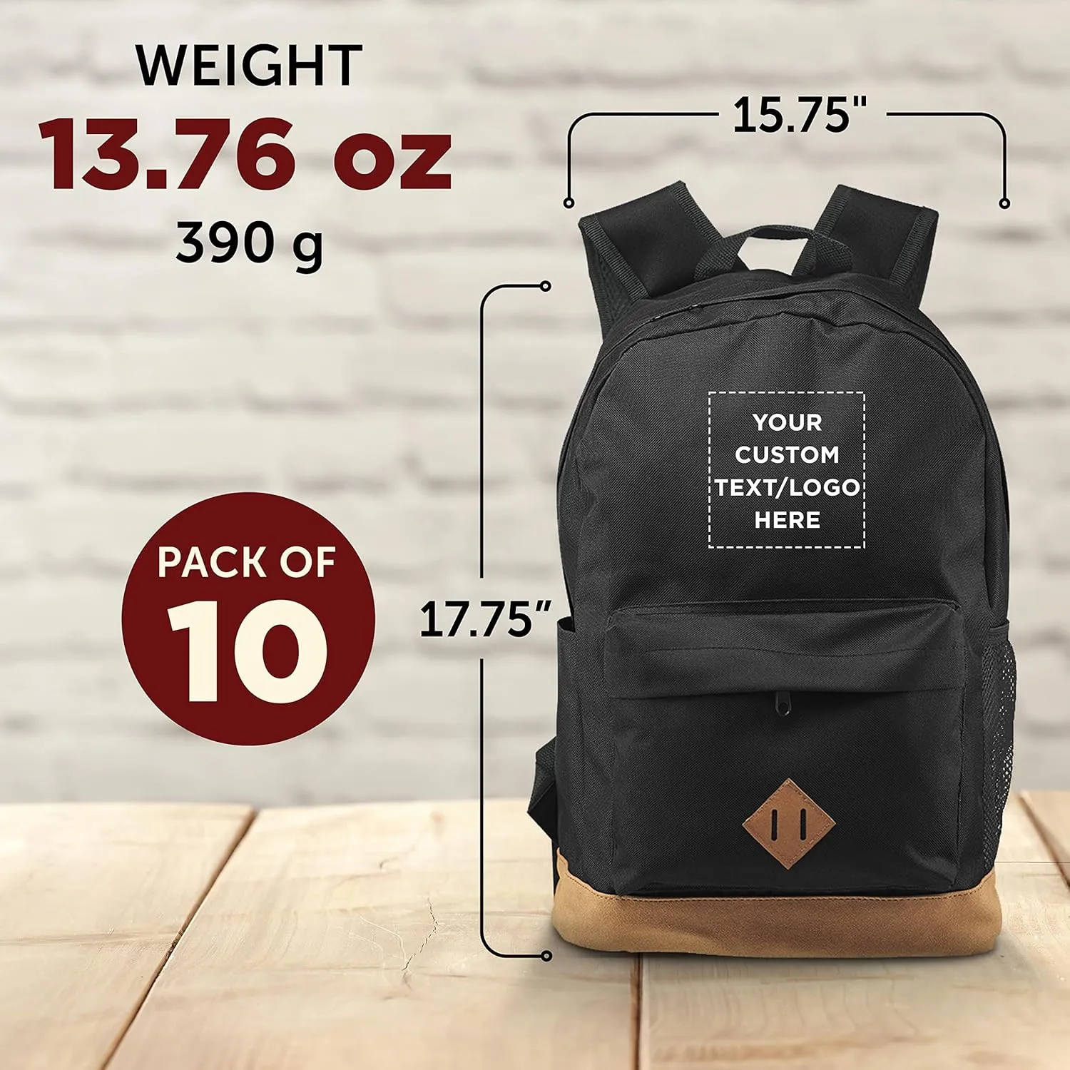 DISCOUNT PROMOS Custom Multipurpose Laptop Backpacks Set of 10, Personalized Bulk Pack - Lots of Features for Everyday Use, Perfect for Employess, Businessman - Black