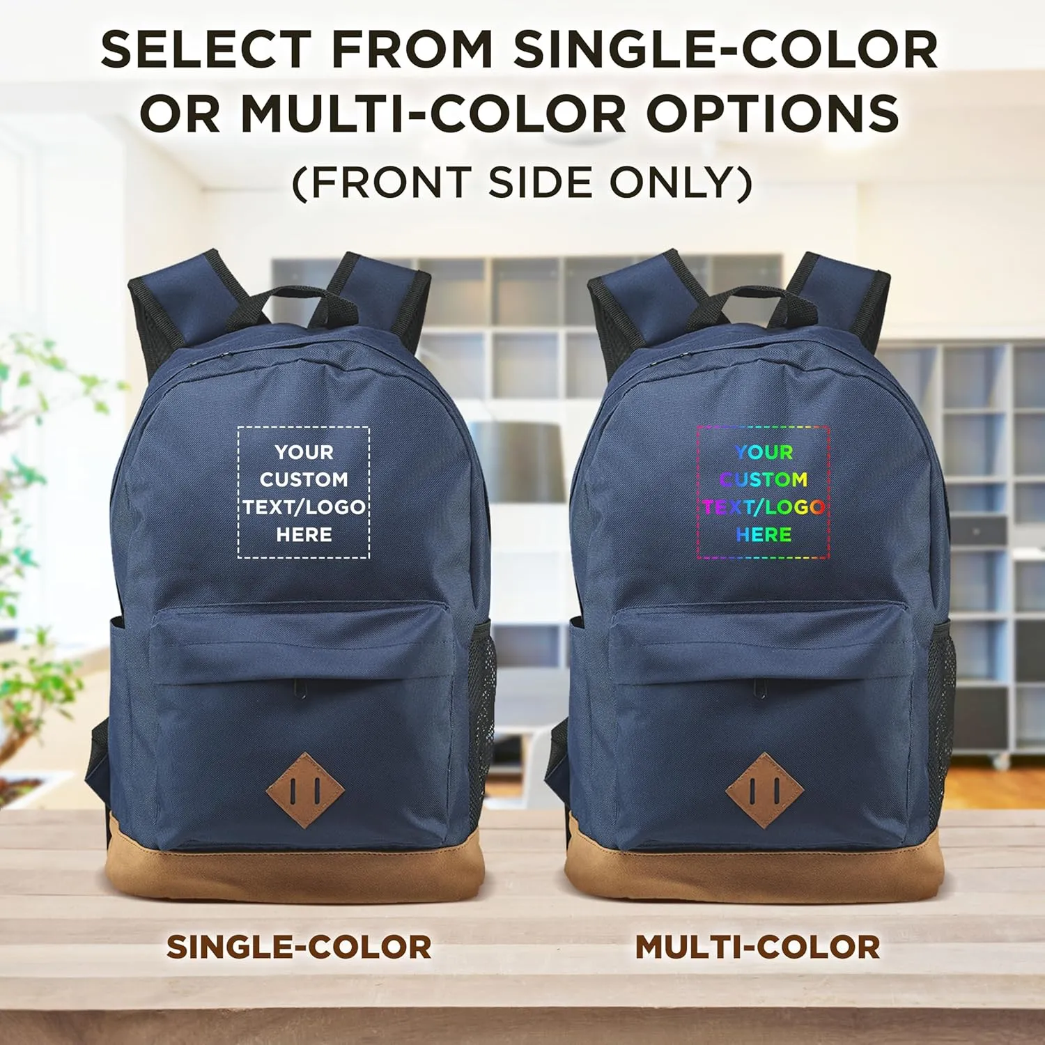 DISCOUNT PROMOS Custom Multipurpose Laptop Backpacks Set of 10, Personalized Bulk Pack - Lots of Features for Everyday Use, Perfect for Employess, Businessman - Blue