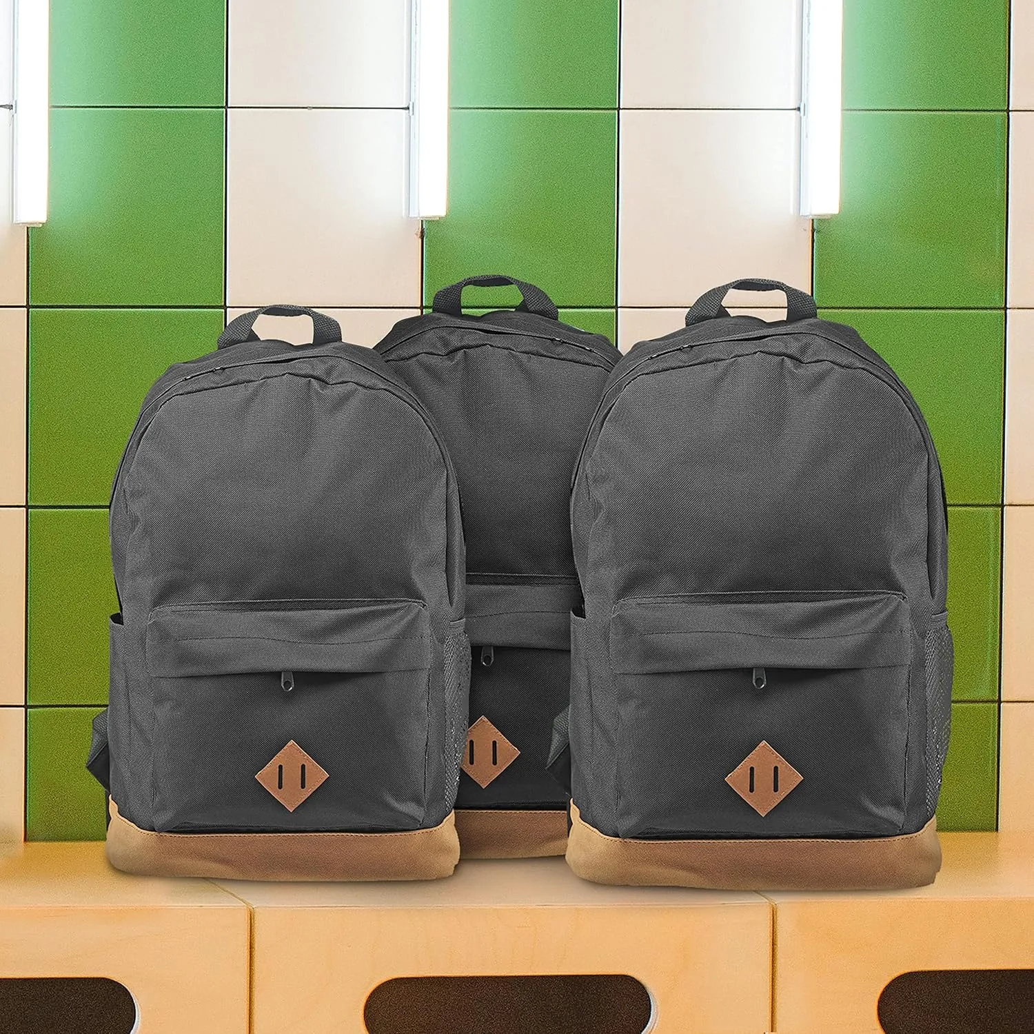 DISCOUNT PROMOS Multipurpose Laptop Backpacks Set of 10, Bulk Pack - Lots of Features for Everyday Use, Perfect for Employess, Businessman - Black