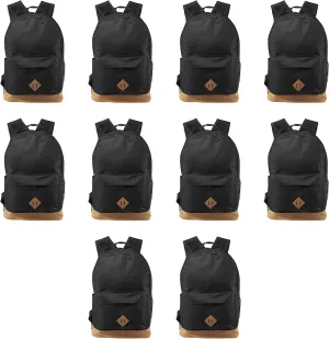 DISCOUNT PROMOS Multipurpose Laptop Backpacks Set of 10, Bulk Pack - Lots of Features for Everyday Use, Perfect for Employess, Businessman - Black