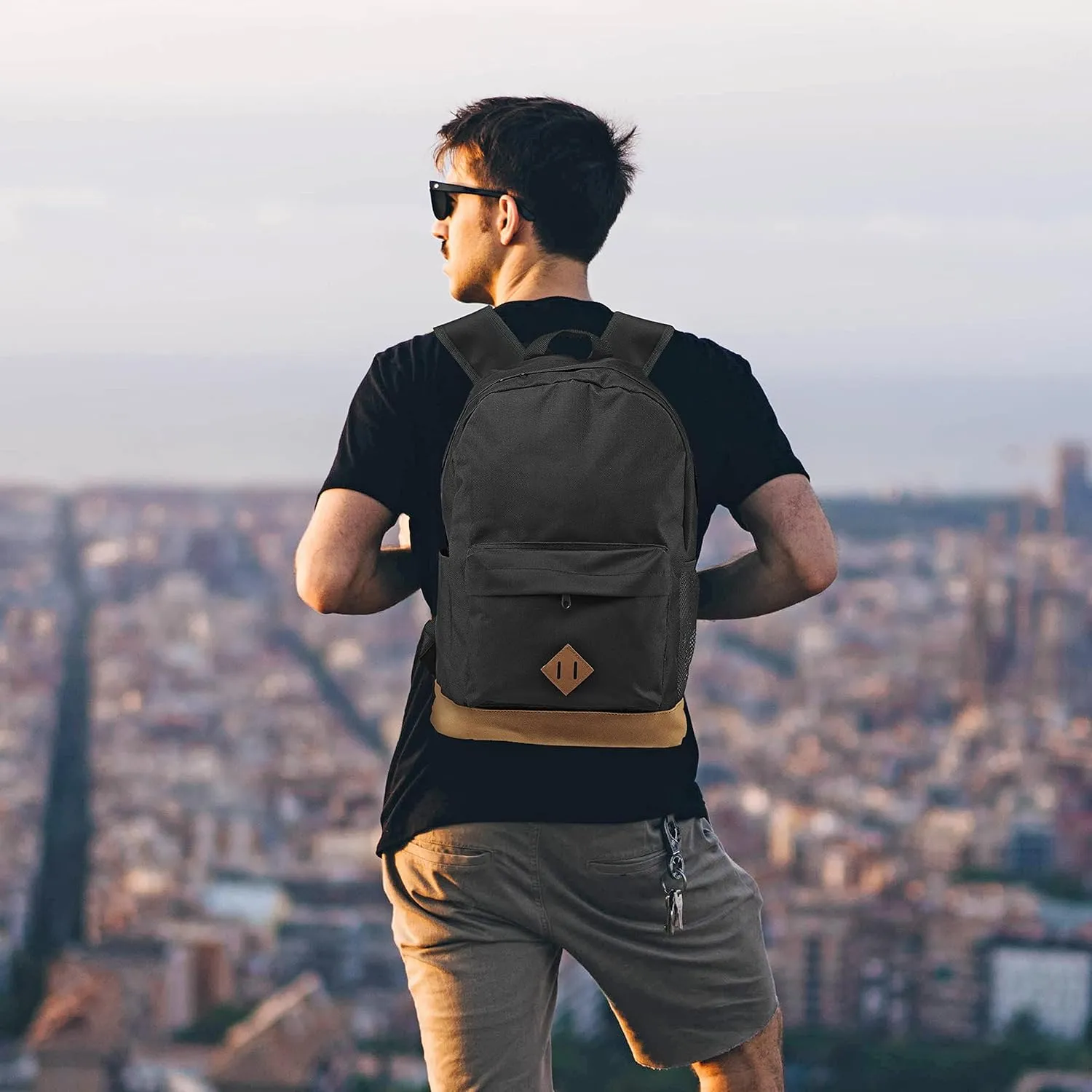 DISCOUNT PROMOS Multipurpose Laptop Backpacks Set of 10, Bulk Pack - Lots of Features for Everyday Use, Perfect for Employess, Businessman - Black