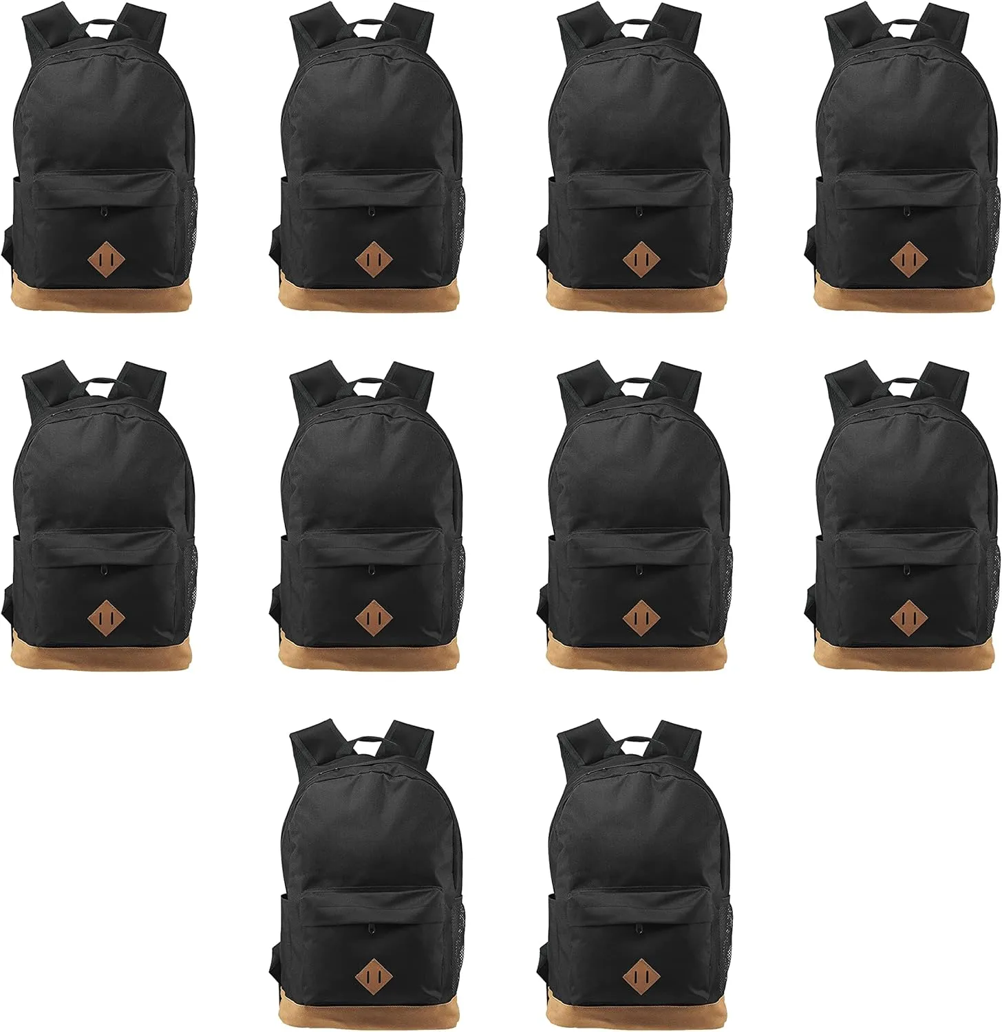 DISCOUNT PROMOS Multipurpose Laptop Backpacks Set of 10, Bulk Pack - Lots of Features for Everyday Use, Perfect for Employess, Businessman - Black