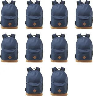 DISCOUNT PROMOS Multipurpose Laptop Backpacks Set of 10, Bulk Pack - Lots of Features for Everyday Use, Perfect for Employess, Businessman - Blue