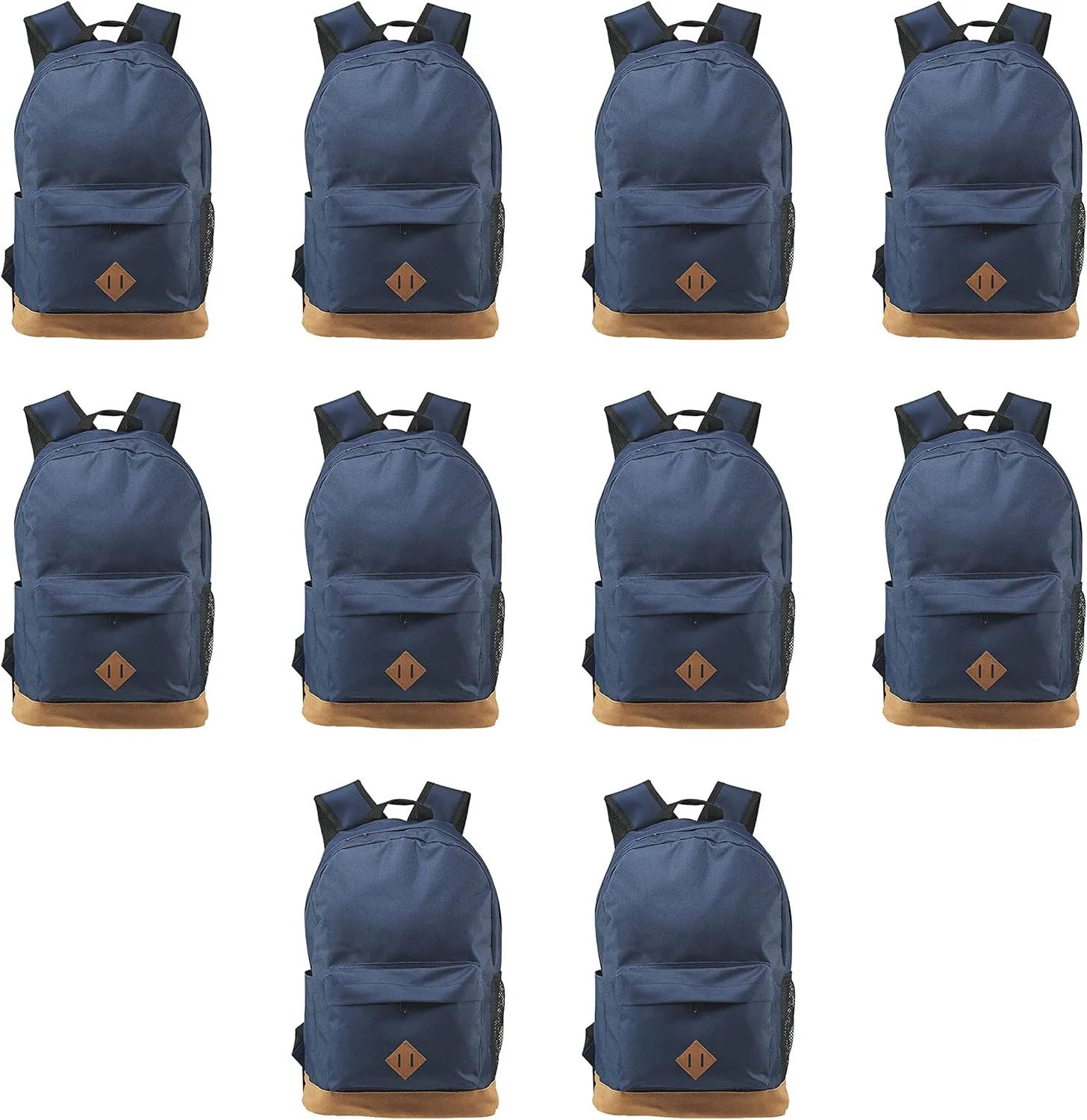 DISCOUNT PROMOS Multipurpose Laptop Backpacks Set of 10, Bulk Pack - Lots of Features for Everyday Use, Perfect for Employess, Businessman - Blue