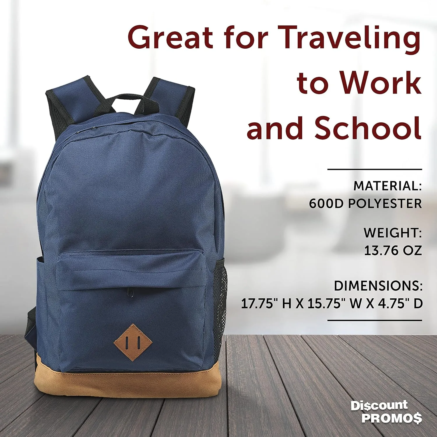 DISCOUNT PROMOS Multipurpose Laptop Backpacks Set of 10, Bulk Pack - Lots of Features for Everyday Use, Perfect for Employess, Businessman - Blue