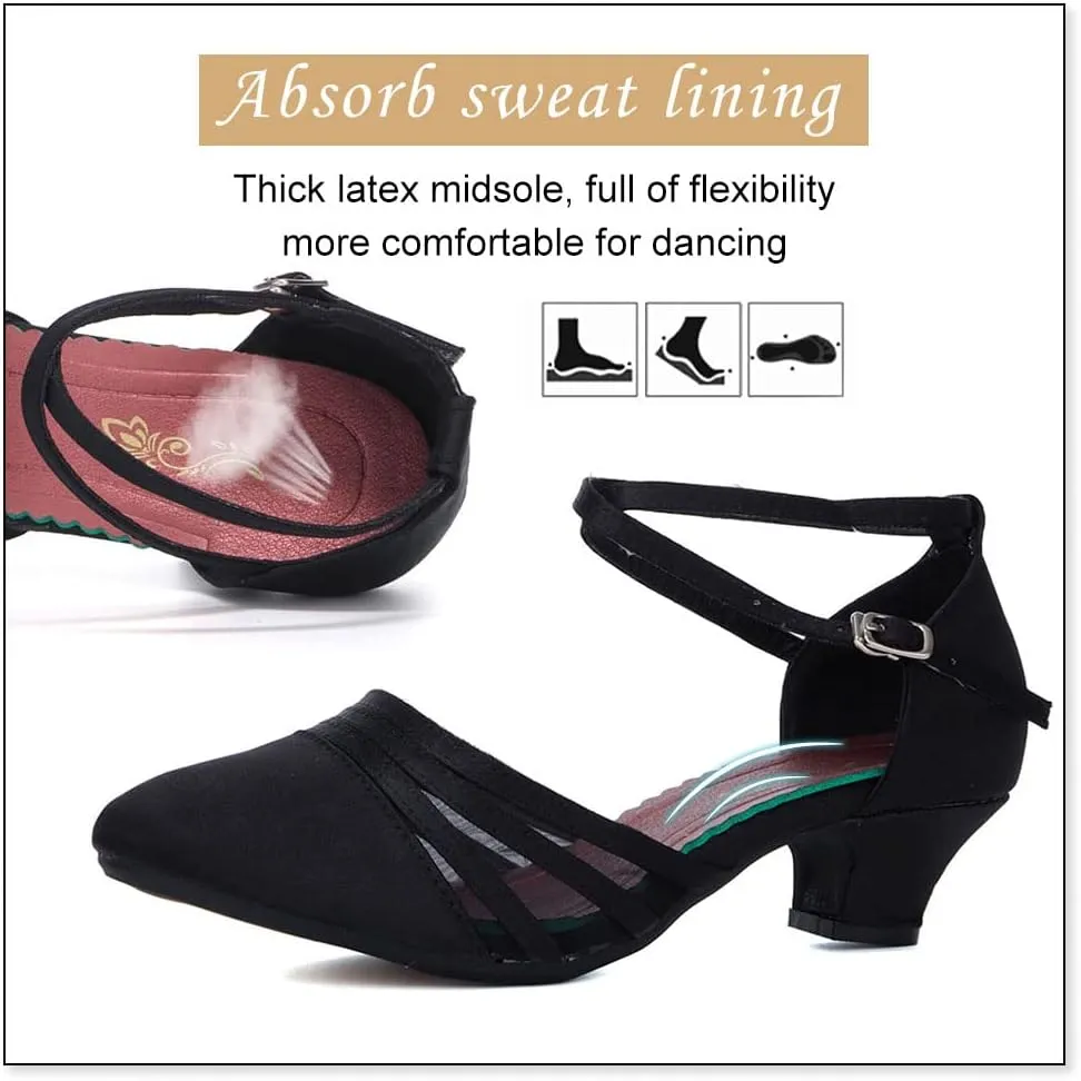 DKZSYIM Glitter Women Latin Dance Shoes Closed Toe Ballroom Salsa Tango Practice Performence Party Dancing Shoes,Model CMJ-512